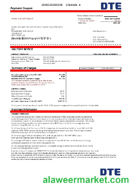 USA Michigan DTE Energy business utility bill template in Word and PDF formats